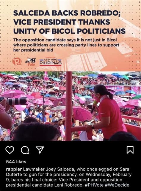 Salceda backs Robredo; Vice President thanks unity .